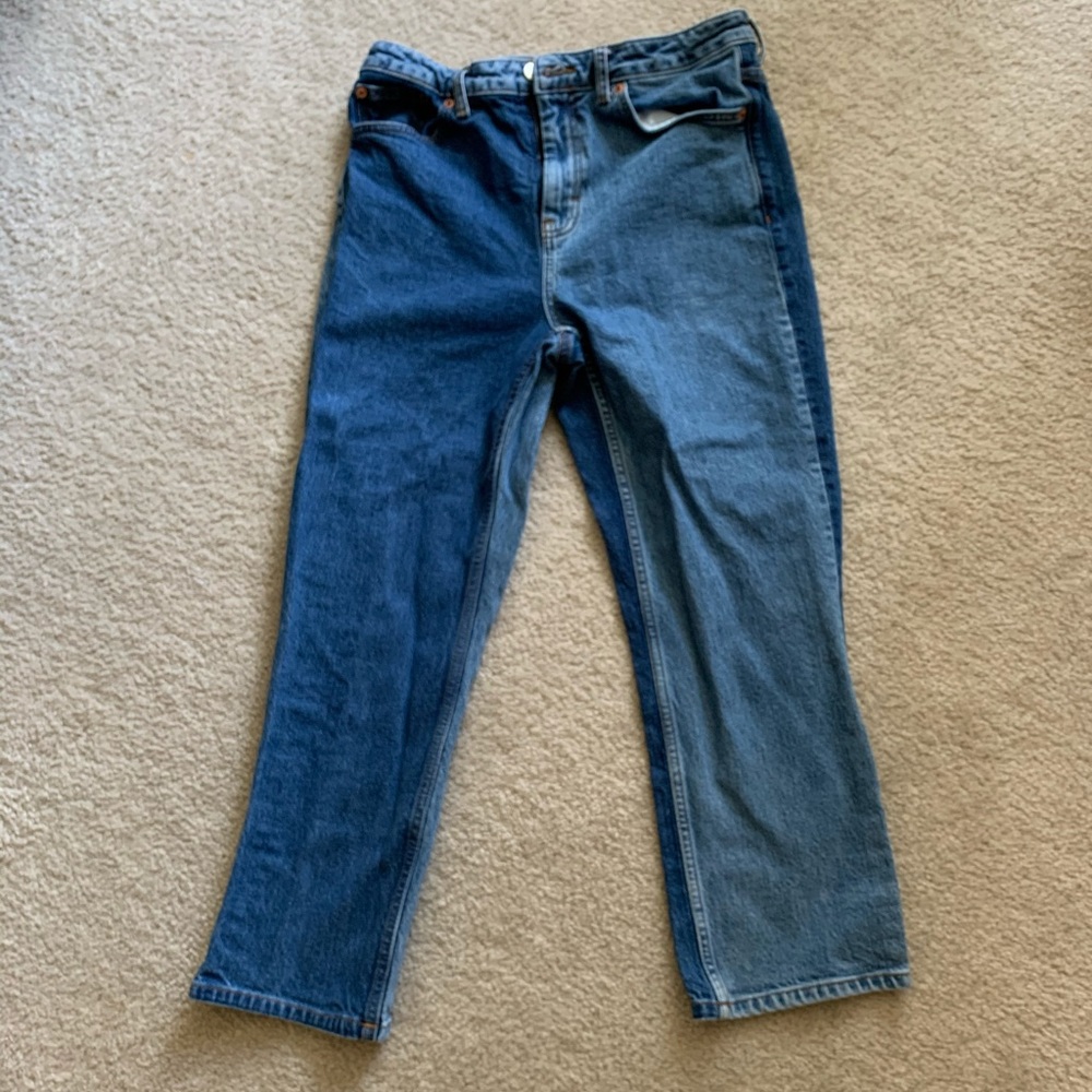 TOPSHOP two-tones straight leg jeans